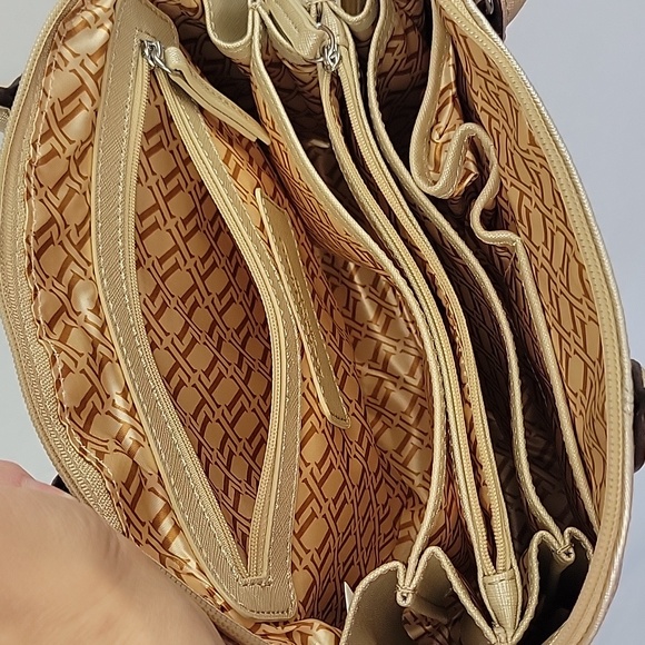 Tignanello Saffiano Leather Domed Satchel Champagne - Picture 11 of 16